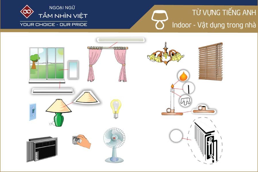 Từ vựng tiếng Anh về vật dụng phòng khách - Tầm Nhìn Việt