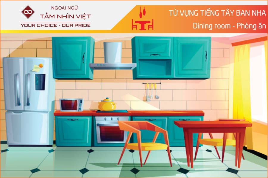 Tên vật dụng phòng ăn tiếng Tây Ban Nha